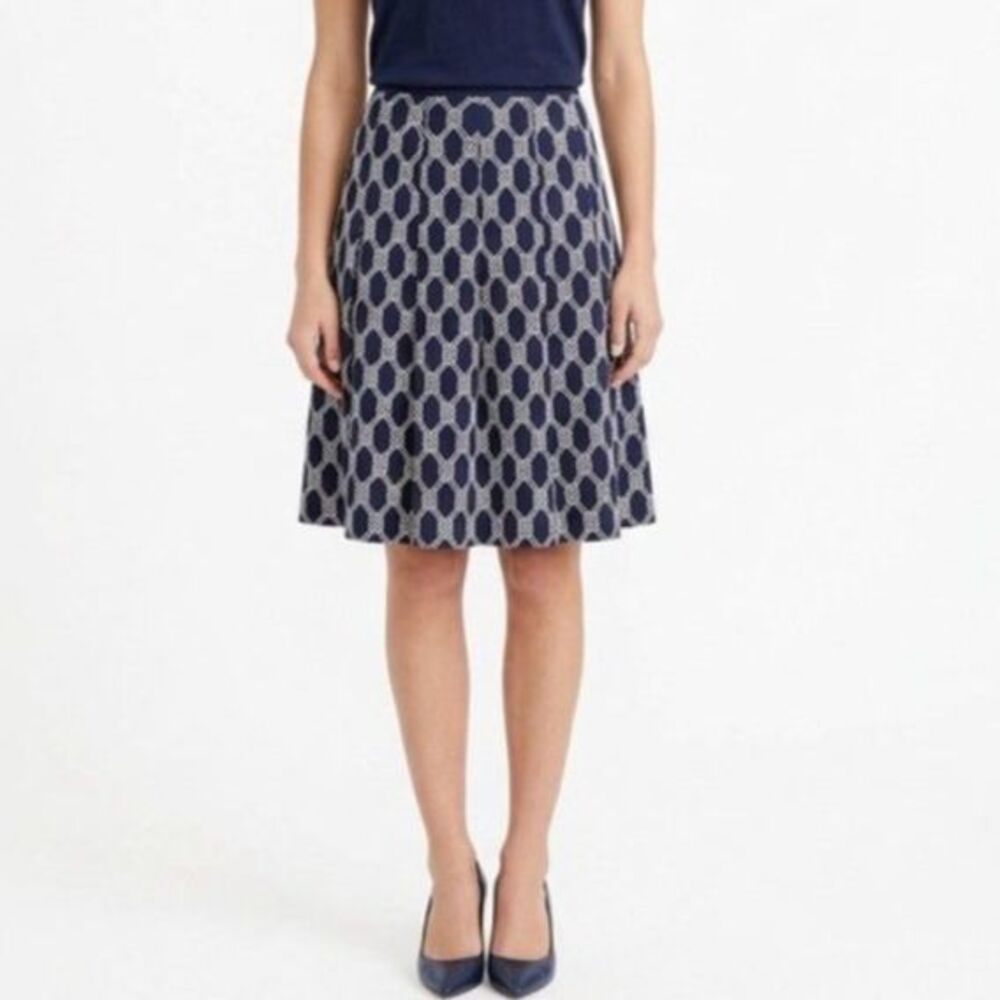 Jones New York Womens Navy White Nautical Knot Print Pleated A-Line Skirt Sz 18W